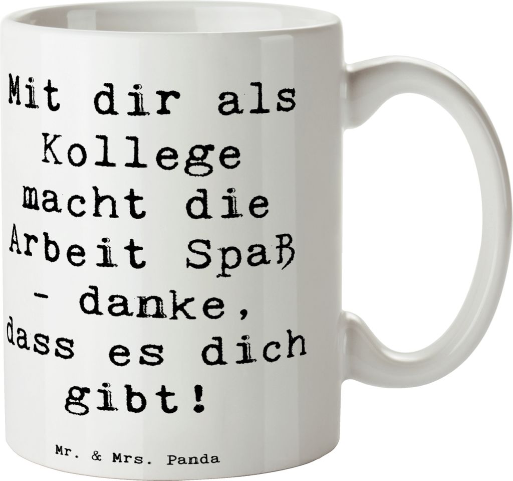 Mr. & Mrs. Panda Tasse Spruch Kollege Freude - Weiß - Geschenk, Pott, Bedanken, besondere Geste, Danke, handgefertigt, Wertschätzung, Dankeschön...