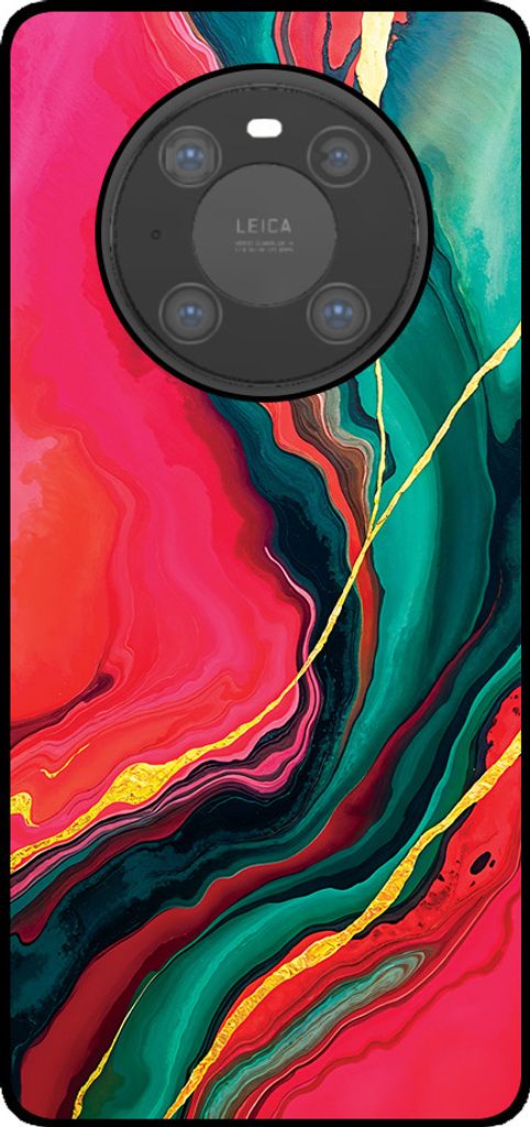 Smartphonica Telefon Fall geeignet für Huawei Mate 40 Pro mit rot grün Marmor Print - TPU Backcover Fall rot grün Marmor Design