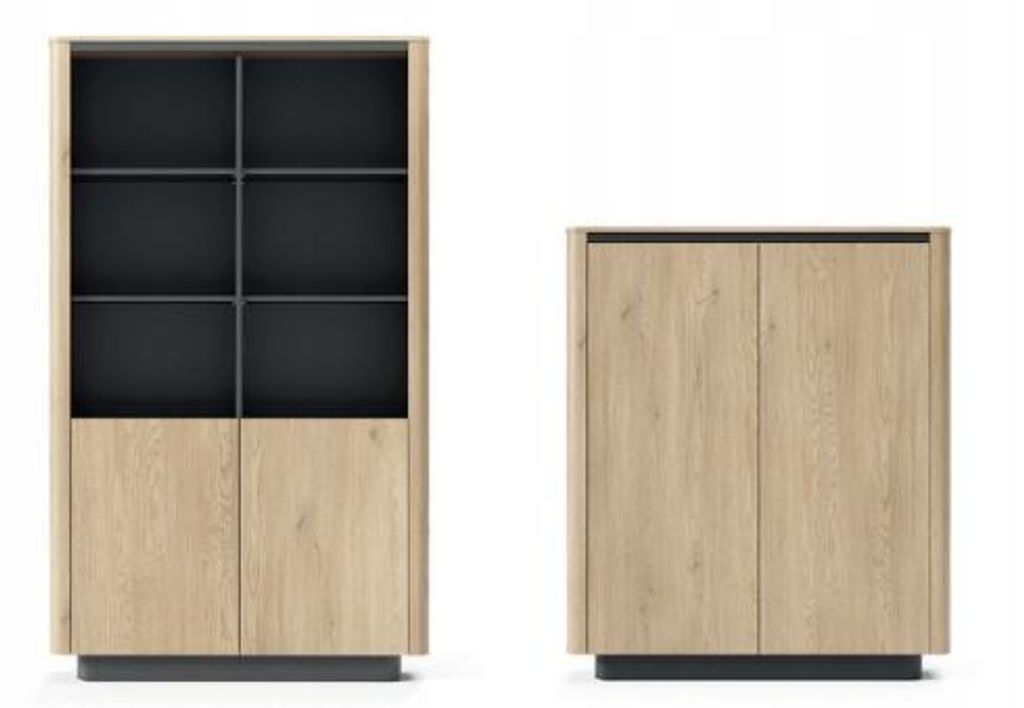 Wohnwand Set Torro 2-teilig | Regal & Highboard in Eiche Cremona | Möbelset Wohnzimmer Modern grifflos