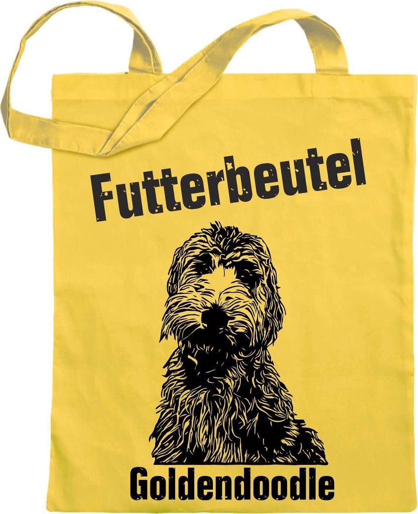 Kiwistar Futterbeutel - Goldendoodle - Einkaufsbeutel mit Motiv Hund - Jutebeutel bedruckt - Tragetasche Stoffbeutel Umhängetasche Langer Henkel -...