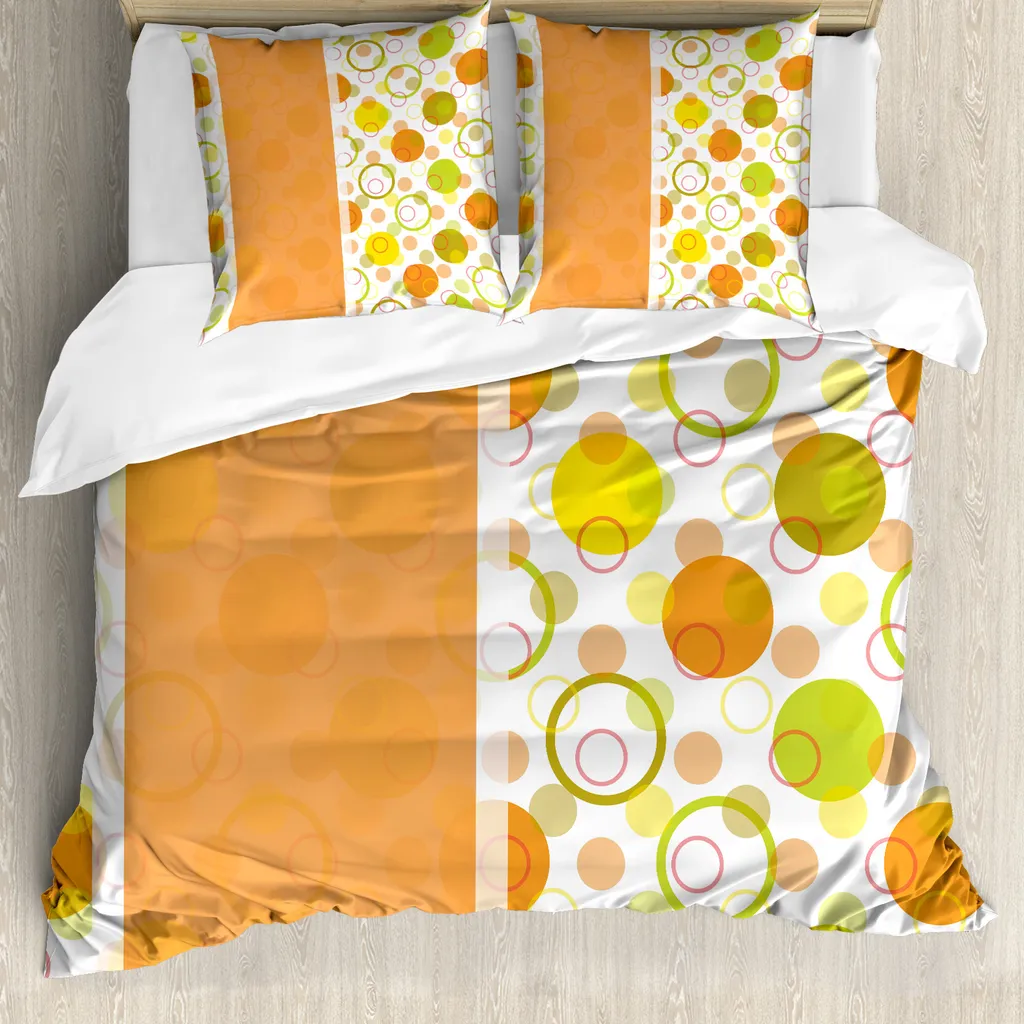 ABAKUHAUS Copripiumino Astratto 200x200 - Set Letto Antiacaro Arancione