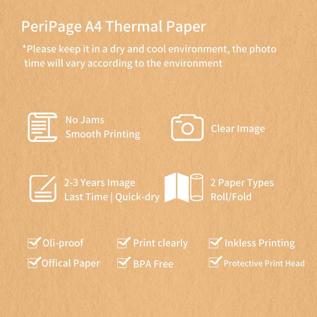 Skládaný termopapír PeriPage, kompatibilní s termotiskárnou Obrázek produktu 3