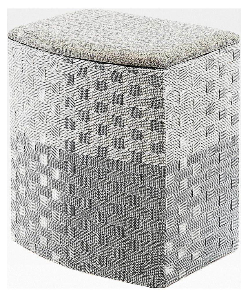 Wäschekorb Wäschebehälter Wäschesammler - Nylon - grau-weiß - 44x32x52 cm