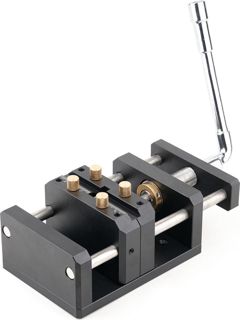Selbstzentrierender Holzbearbeitungsschraubstock aus Aluminiumlegierung mit Zentrierlochstanzer und Griff