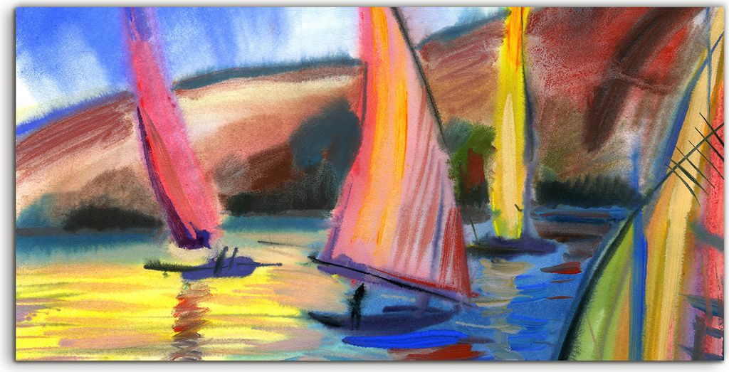 Coloray Acrylbild 100x50 Wandbild Acrylbilder Foto Kunstdruck See Segel regatta