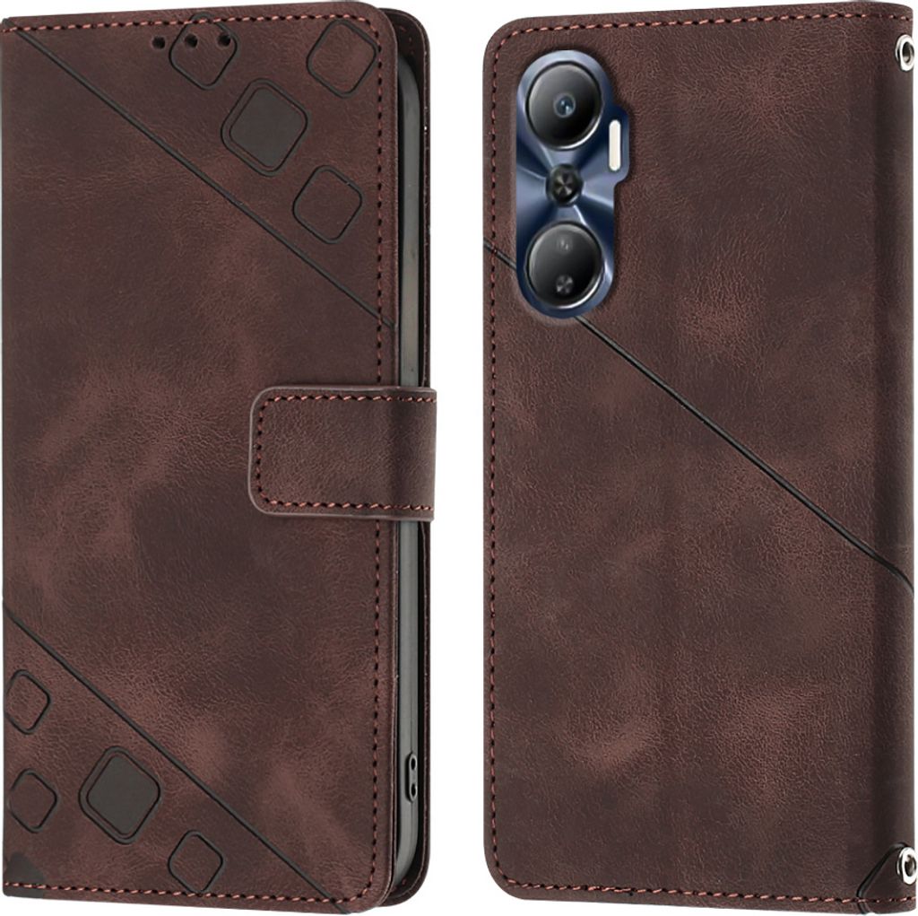 Hülle für Infinix Hot 20 4G X6826 Prägung Flip Leder Brieftasche Schutzhülle mit Ständer Braun
