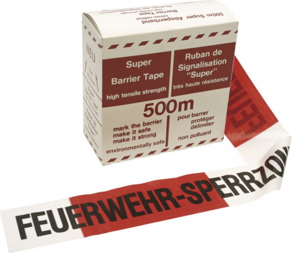 500 m Absperrband Aufdruck: FEUERWEHR SPERRZONE Flatterband Produktbild 