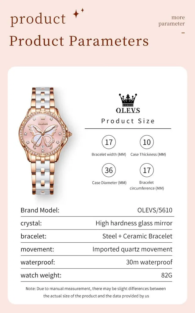 Orologio da donna diamanti Elegante orologio da polso al quarzo con bracciale in Vetroceramica bicolore in acciaio inossidabile, impermeabile 30 m e lancette luminose - Orologi da donna alla moda per il lavoro - 4