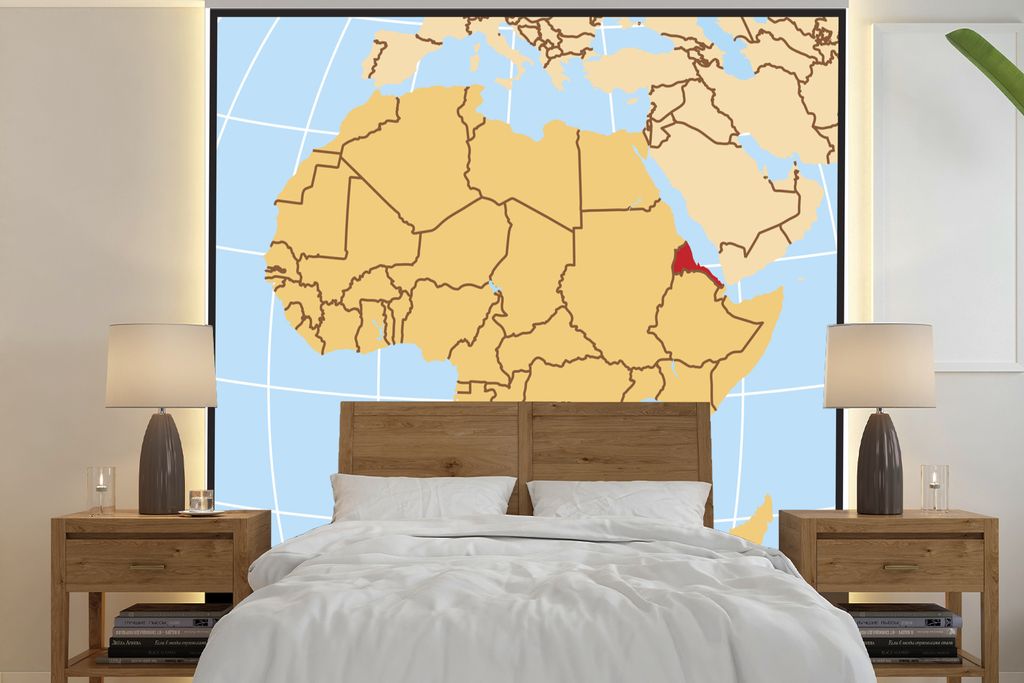 MuchoWow Fototapete für Wohnzimmer oder Schlafzimmer Wandtapete Vinyl Motivtapete Illustration von Eritrea auf der afrikanischen Landkarte - 280...