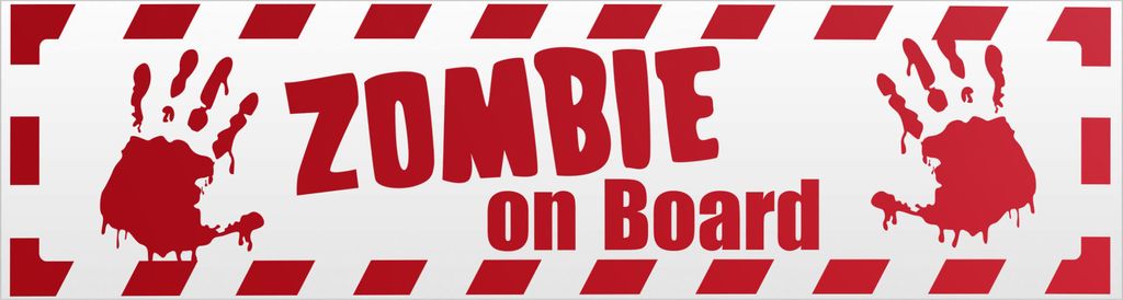 Kiwistar Zombie ob Board gestreift Magnetschild Schild magnetisch - 45cm Rot - reflektierend - Magnetfolie für Auto PKW Kfz