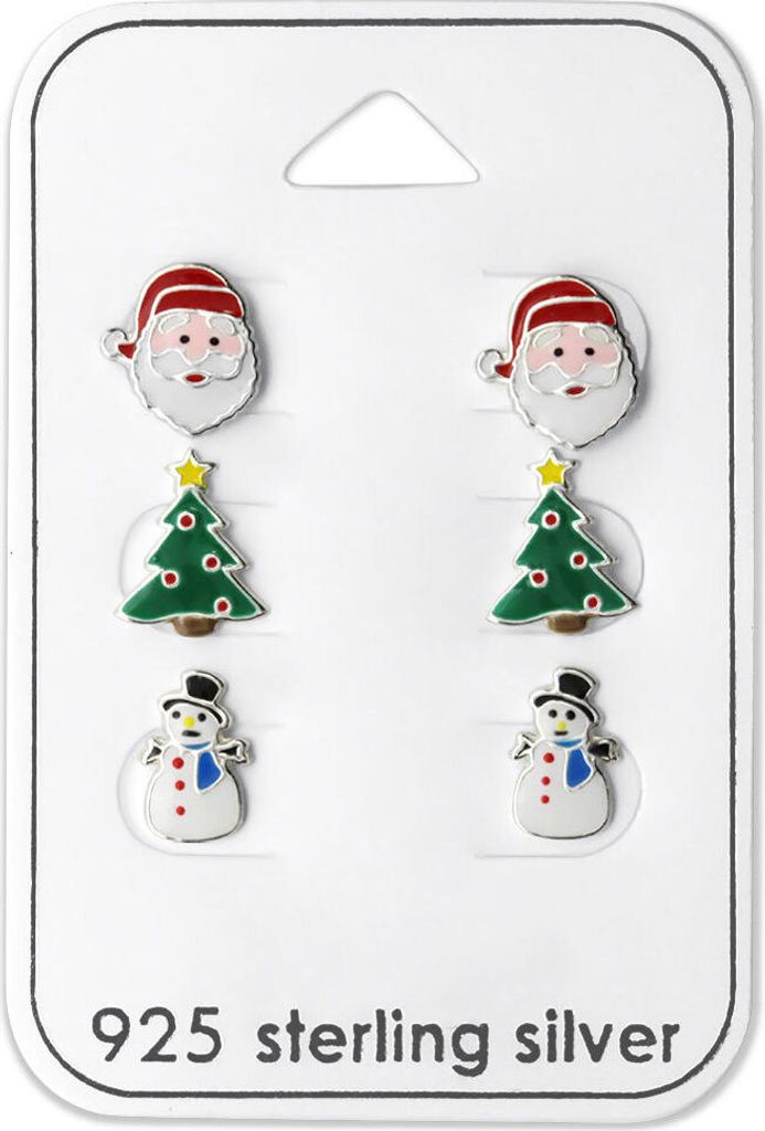 Ohrstecker-Set 925 Silber: 3 Paar Ohrringe „Weihnachten“