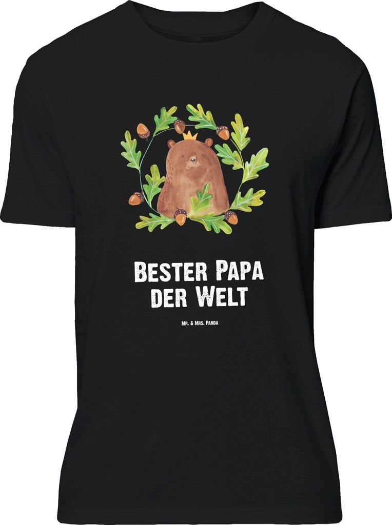 Mr. & Mrs. Panda Größe L T-Shirt Bär König - Schwarz - Geschenk, Bester Papa, Shirt, Vatertag, mit Spruch, Tshirt, Teddy, Daddy, Vater