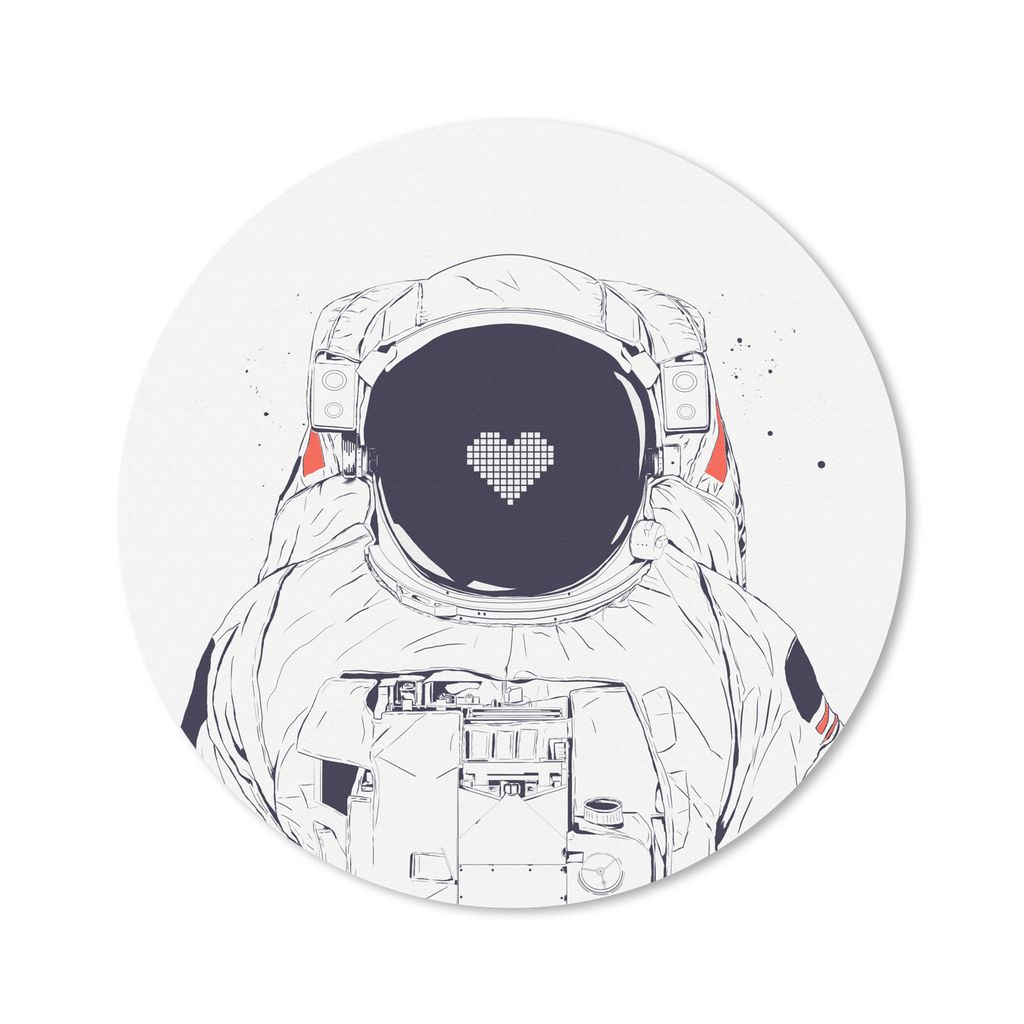 MuchoWow Mauspad Mousepad Astronaut - Herz - Weltraum - Liebe 20x20 cm - Mousepads - Maus Mat - Pad - Mausunterlage - Schreibtischmatte