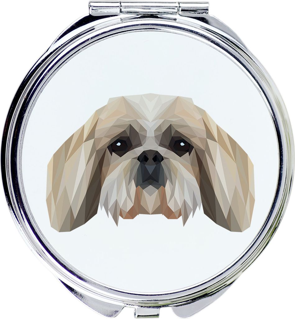 Shih Tzu - Spiegel mit Foto und geometrischem Aufdruck der Marke Art-Dog