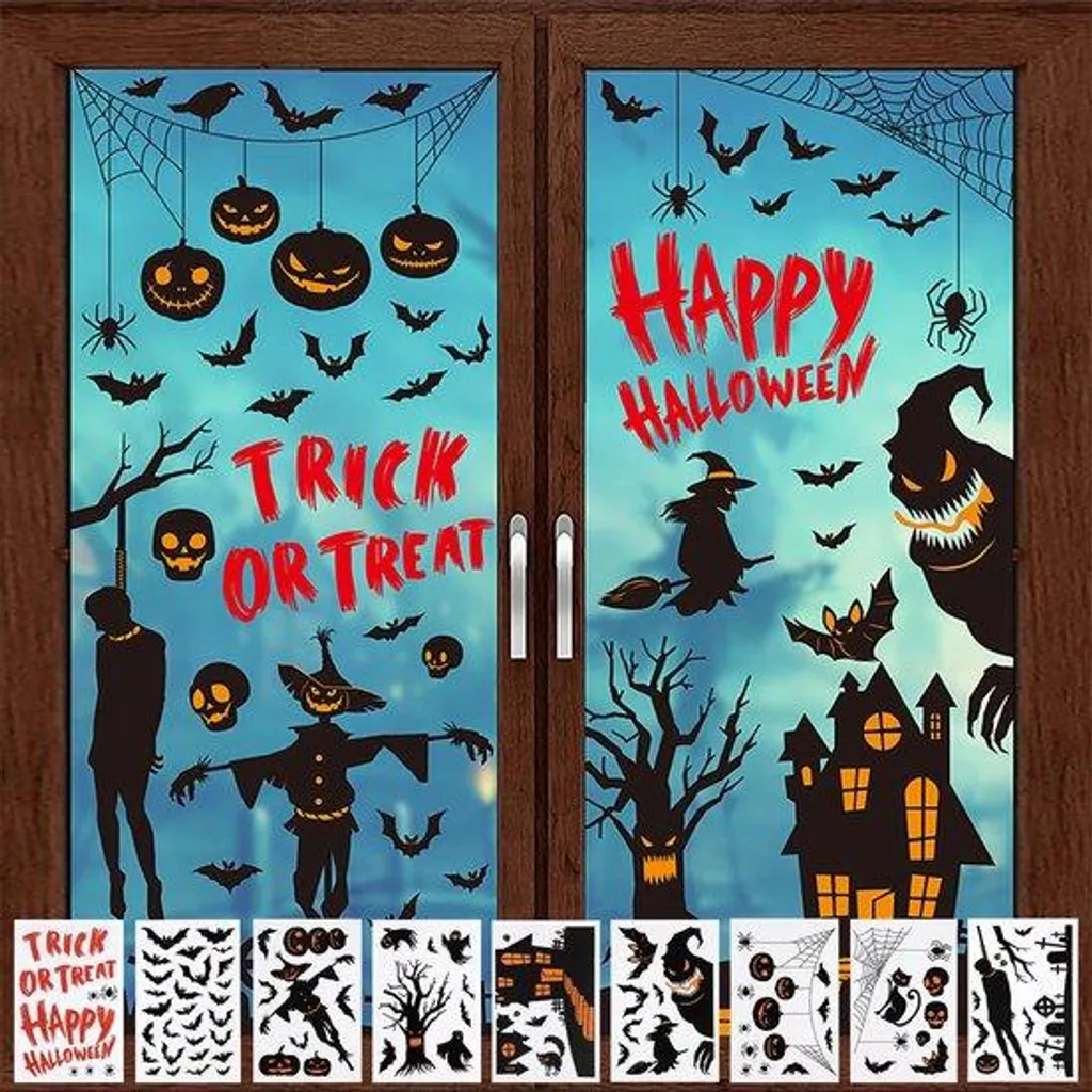 Kit Broderie Halloween 9 Feuilles DIY Motifs Horreur pour Décoration