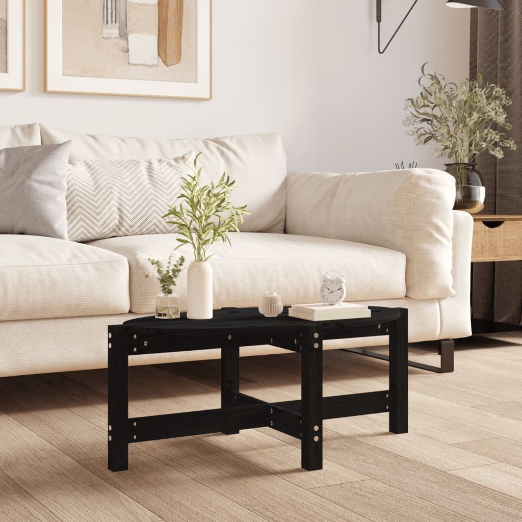Maison Exclusive - Couchtisch Schwarz 87x48x35 cm Massivholz Kiefer