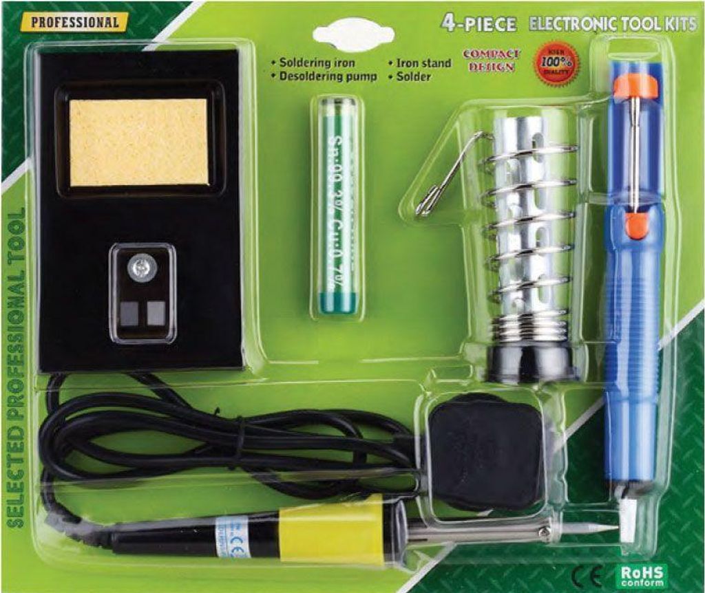 Zhongdi ZD-303 Lötset Einsteiger-Kit, Lötkolben mit Zubehör, 4-teilig, 30W