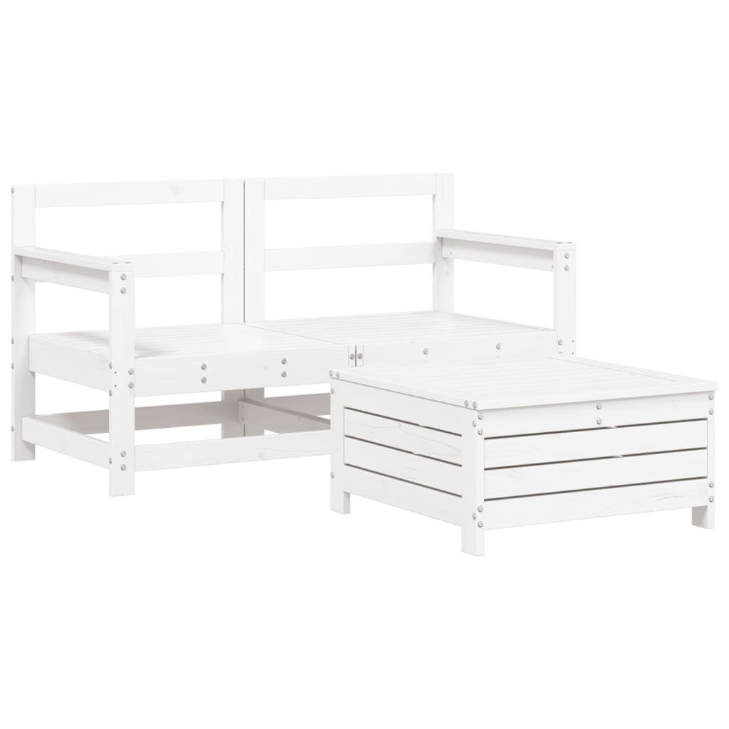 "WINTER SALE" 3-tlg. Garten-Lounge-Set - elegantes Design - Sitzgruppe/Gartengarnitur - Weiß Massivholz Kiefer - Terassenmöbel NeuMöbel521396