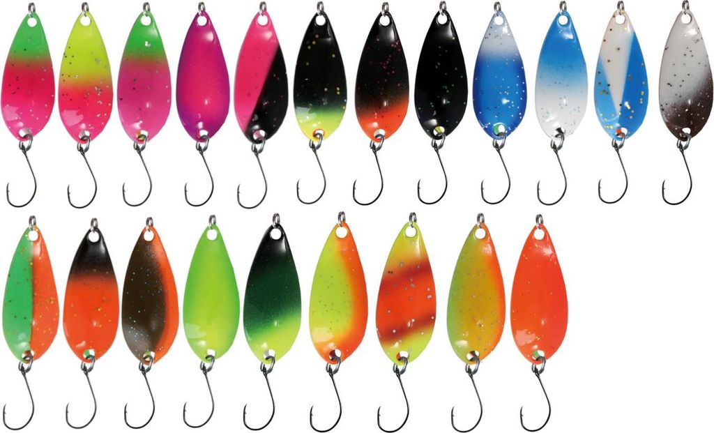 Paladin Trout Spoons Style Curvy 2,6g - Forellenblinker, Farbe:orange-glitter / grün-weiß-glitter