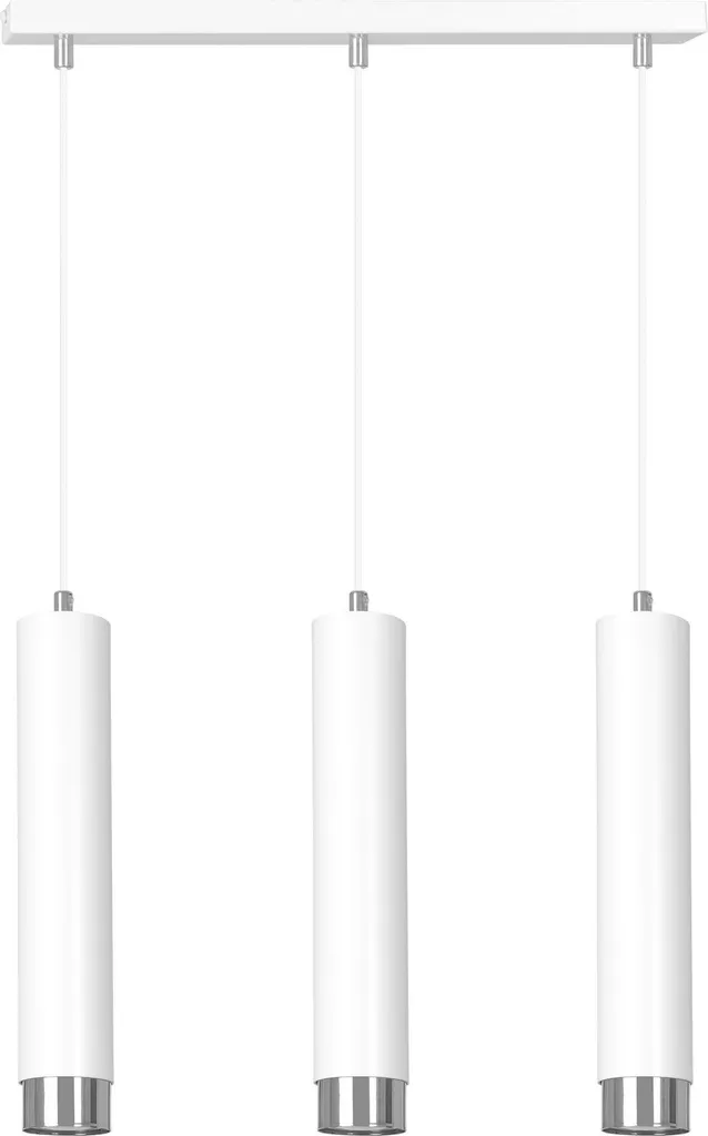 Lustre 3 Lumières KIBO Blanc et Chrome 30W - Design Minimaliste Emibig