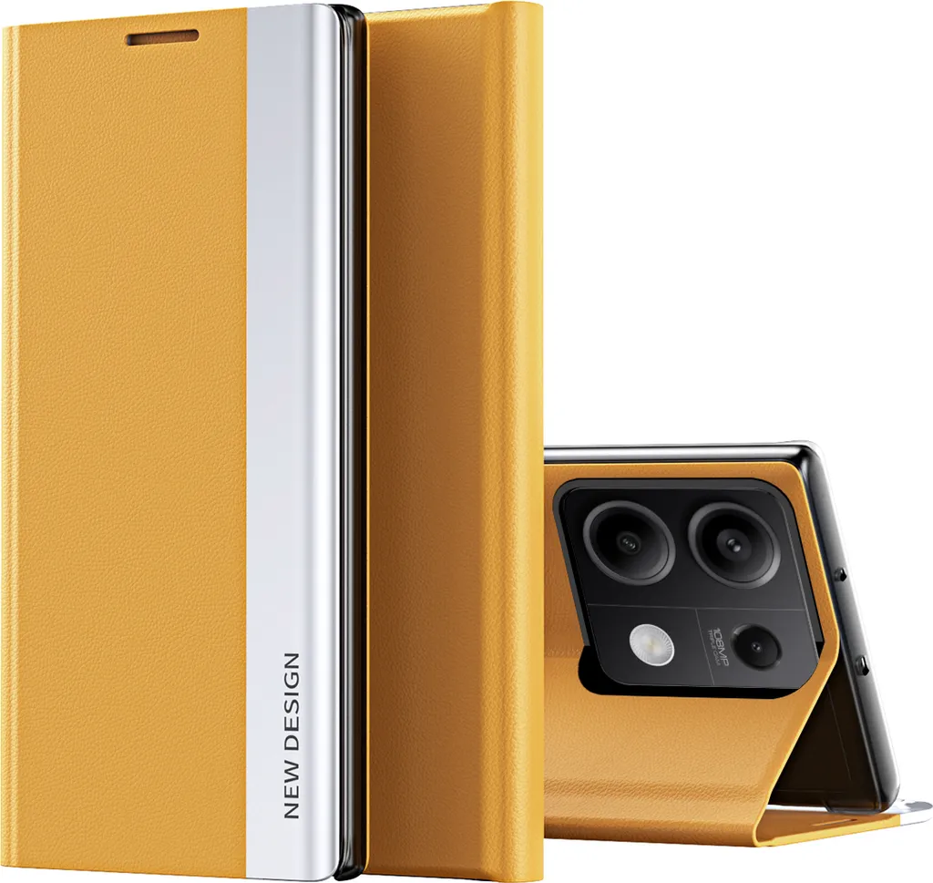 Xiaomi Redmi Note 13 4G Custodia Gialla - Eleganza in Finto Cuoio