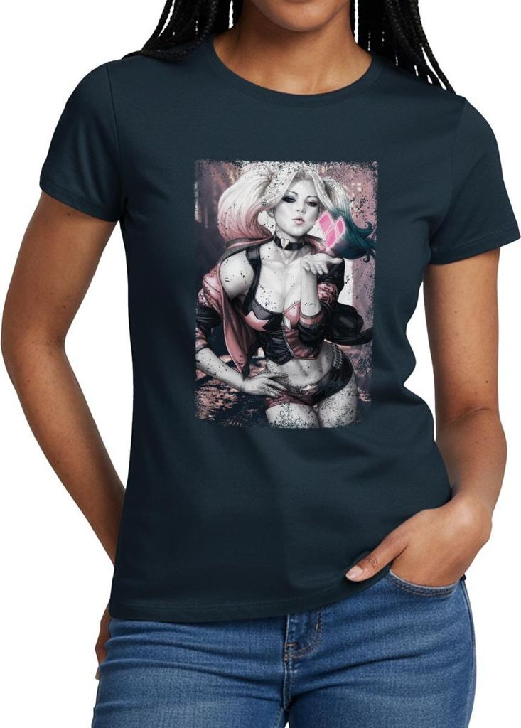 Spreadshirt Harley Quinn Comic Frauen T-Shirt, XXL, Navy