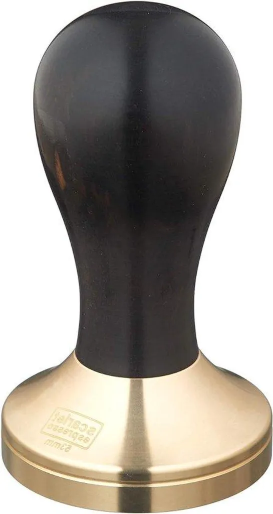 Tamper Ergonomique en Bois d'Ébène et Laiton Massif 53 mm Noir Chic