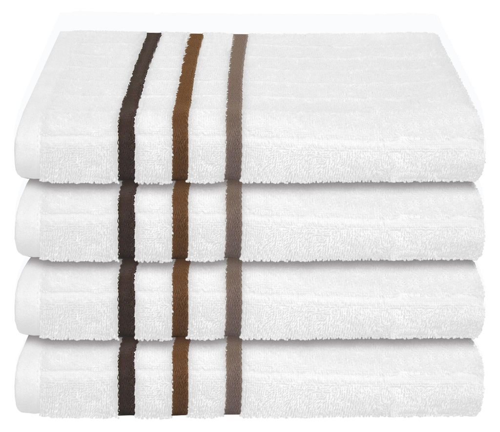 uncover by SCHIESSER Handtuch Ohio | 4er-Set | Streifen-Design | 100% Baumwolle | Weich, saugstark und pflegeleicht | 50x100 cm | Weiß
