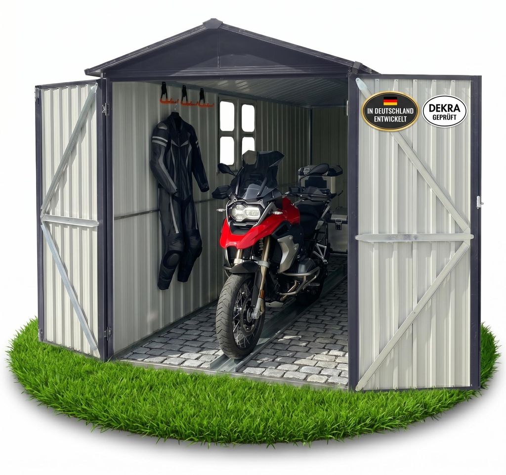 Albatros Premium Motorradgarage – verzinktes Metall in Produktbild 