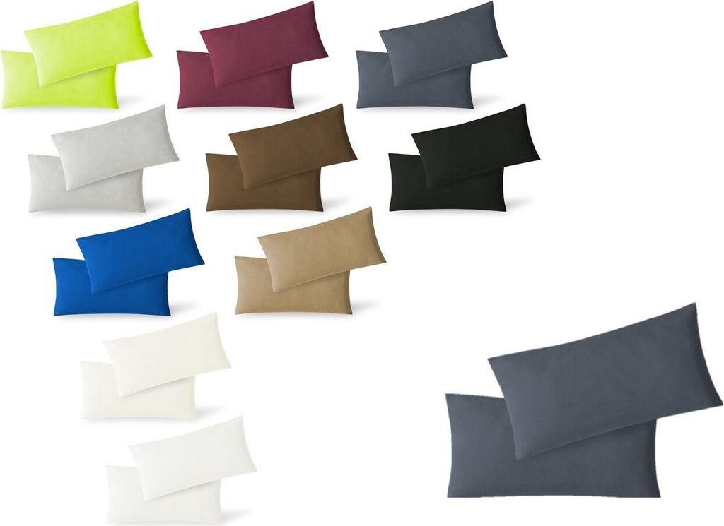 Jersey Kissenbezug Hülle 2 Sparpack Set mit Reißverschluss hochwertige Qualität 40 x 60 cm anthrazit