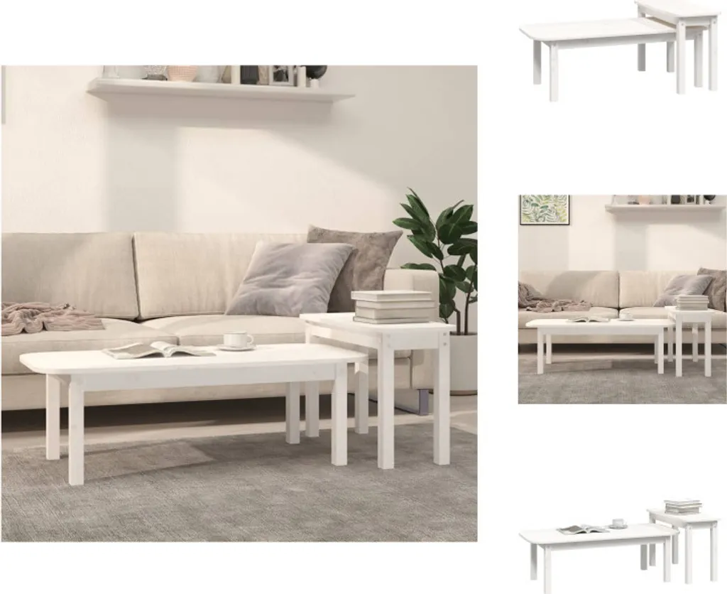 Set Tavolini da Caffè Scandi vidaXL - Pino Bianco Massiccio - Must-Have