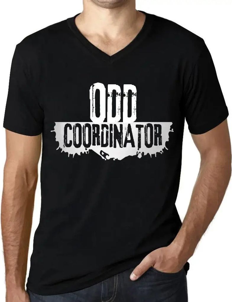 Herren Grafik T-Shirt V-Ausschnitt Odd Coordinator Öko-Verantwortlich Vintage Jahrgang Kurzarm Lustige Druck Geburtstag Geschenk Mann