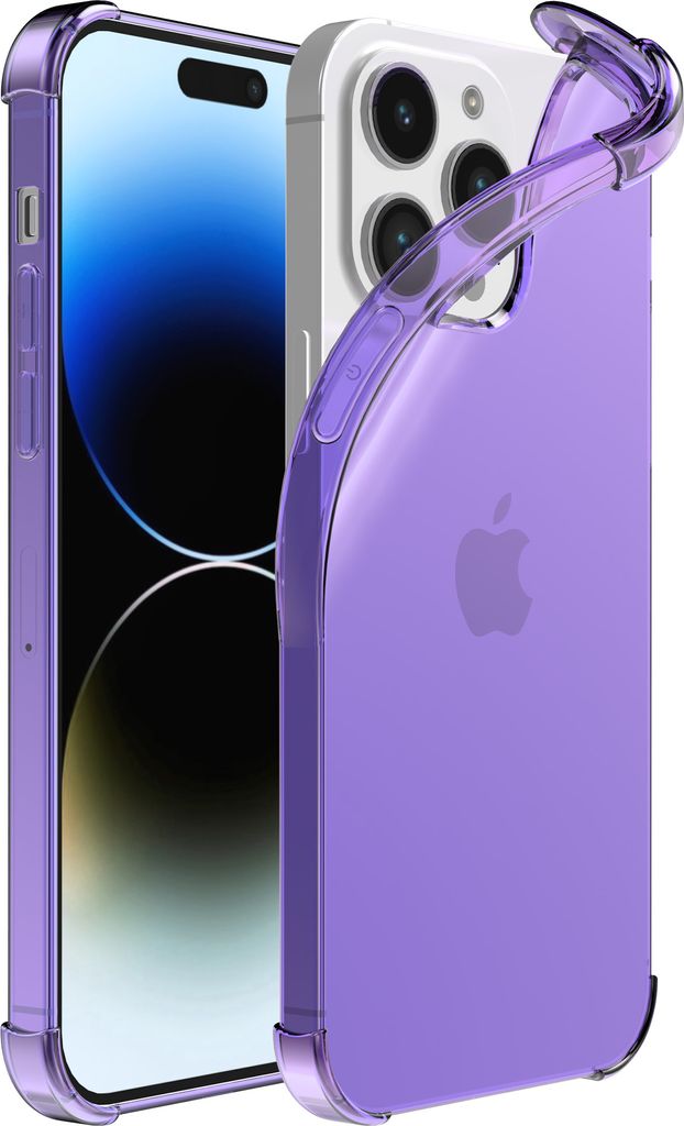 Smartphonica iPhone 14 Pro Max transparente stoßfeste Silikonhülle mit Bumper - Lila