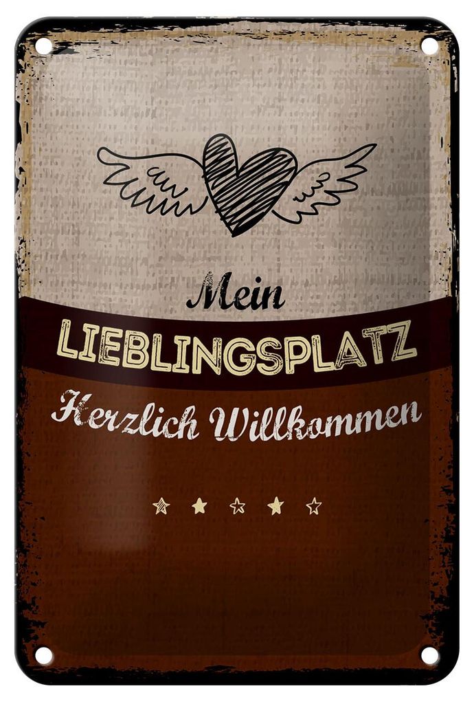 Blechschild Hinweis 12x18 cm Mein Lieblingsplatz Herzlich Willkommen Deko Schild