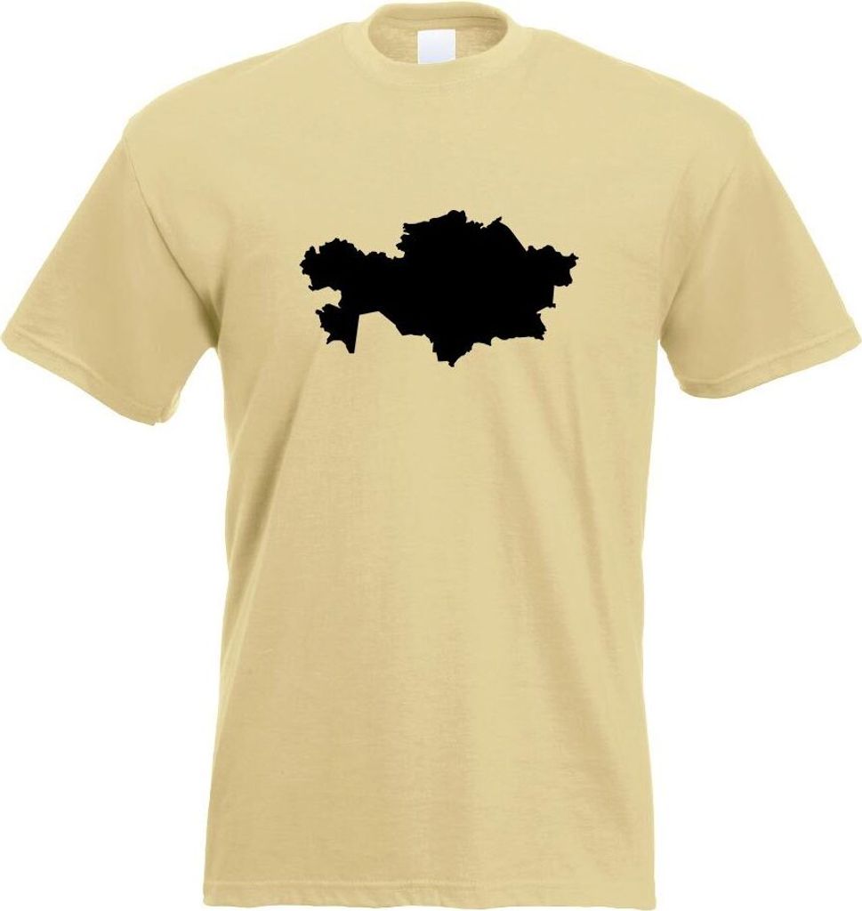 Kiwistar - T-Shirt - Khaki - Kasachstan Umriss Kontur Herren Funshirt Bedruckt Design Sprüche Spruch Motive - mit Motiv Bedruckt - Funshirt Design...