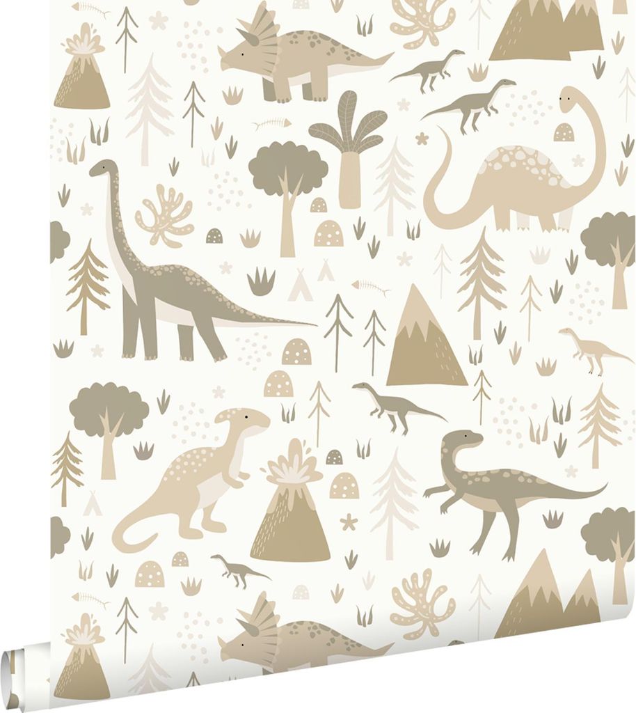 ESTAhome carta da parati dinosauri beige e grigio talpa 53 Immagine del prodotto 