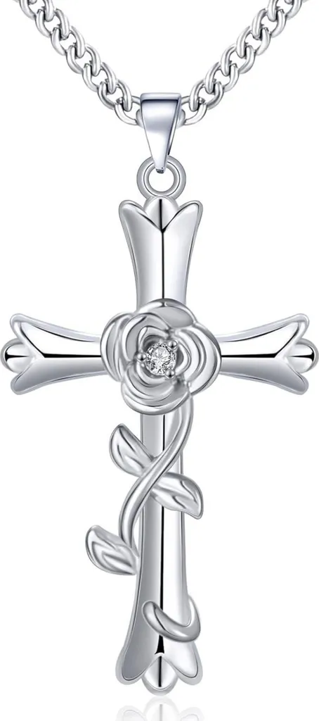 Collier Croix Femme Argent Cadeau Idéal Baptême ou Communion Réglable