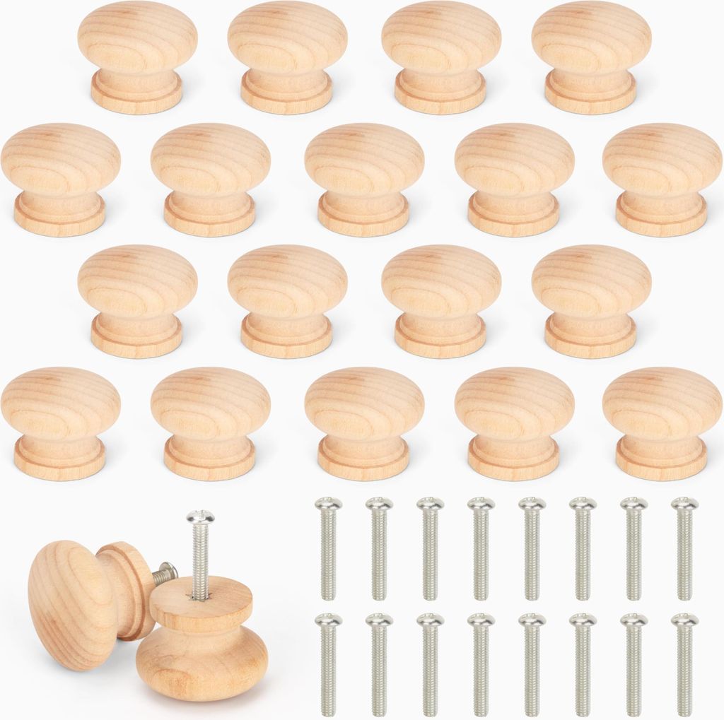 BELLE VOUS Runde Möbelknöpfe Türknauf aus Holz (20er Pack) Produktbild 