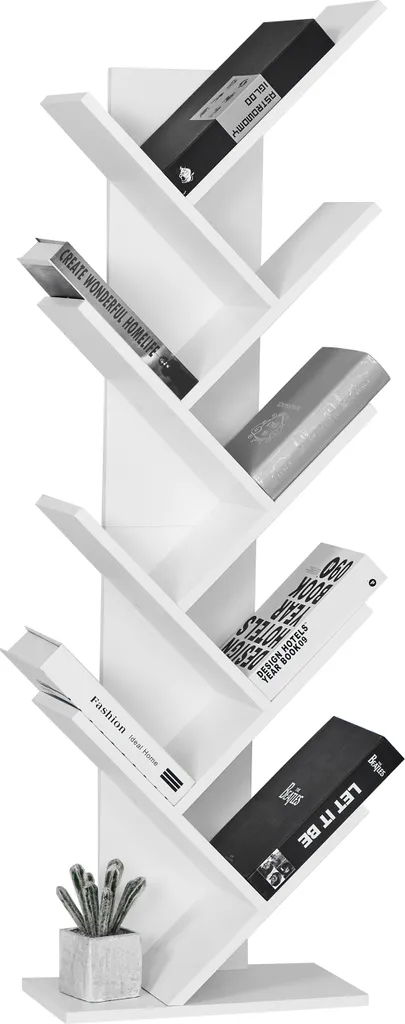 Bibliothèque étroite 9 étagères en bois blanc 127cm gain de place chic