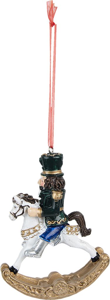 Clayre & Eef Weihnachtsanhänger Nussknacker 10 cm Grün Kunststoff