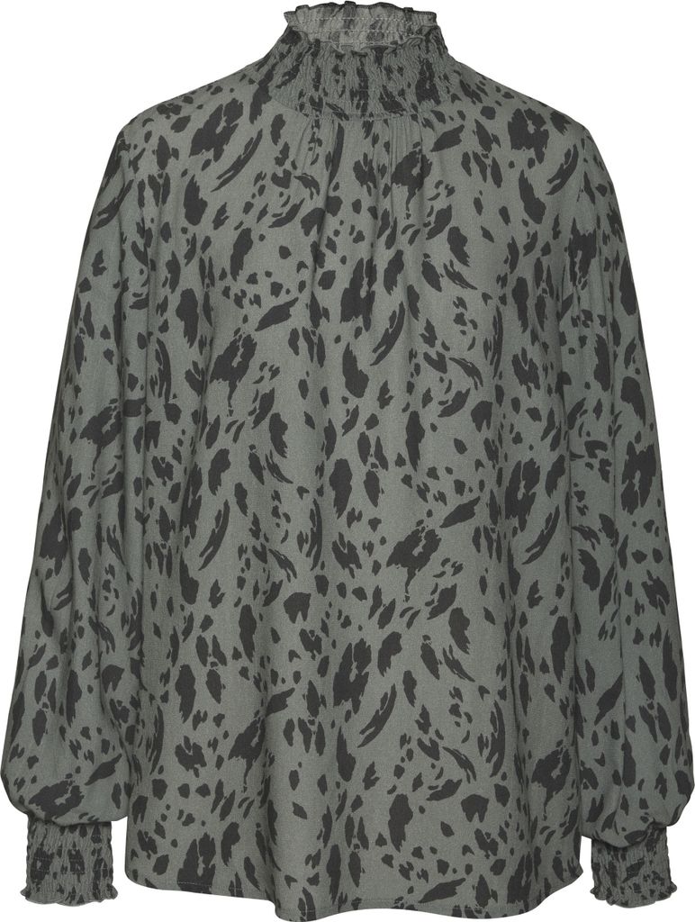 LASCANA Langarmbluse grün-schwarz bedruckt Größe 40