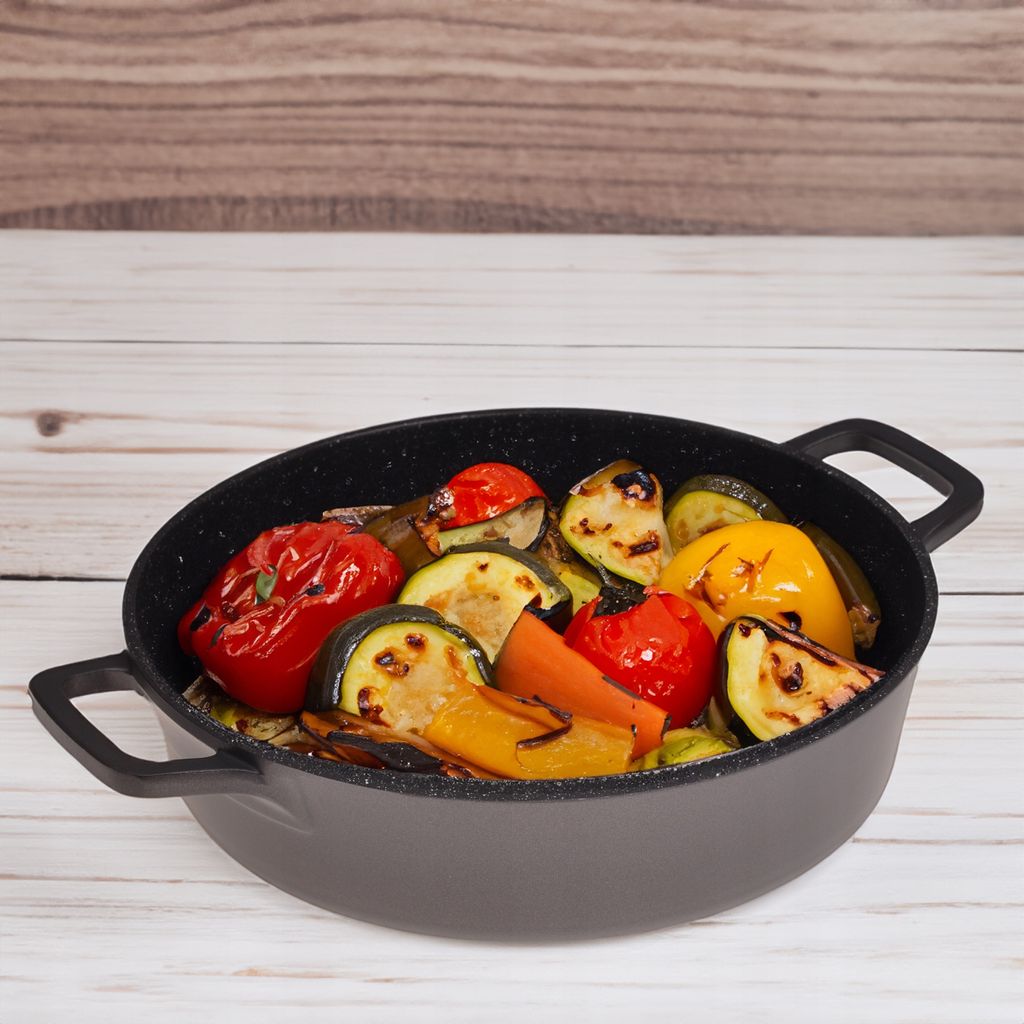 KAMILLE Pfanne JOSELU Marmorpfanne 28 cm 4 l Induktion dicke Antihaft-Pfanne Grau Aluminiumtopf mit Deckel