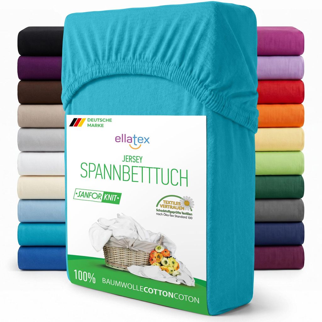 EllaTex Jersey Spannbettlaken 180x200–200x220 Baumwolle – Produktbild 