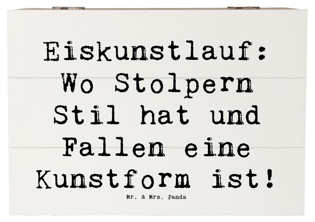 Mr. & Mrs. Panda Box Spruch Eiskunstlauf Kunst 22 x 15 cm - Weiß - Geschenk, Athletik, Holzbox, Sportler Geschenke, Kiste, Stil, Humor, Präzision...