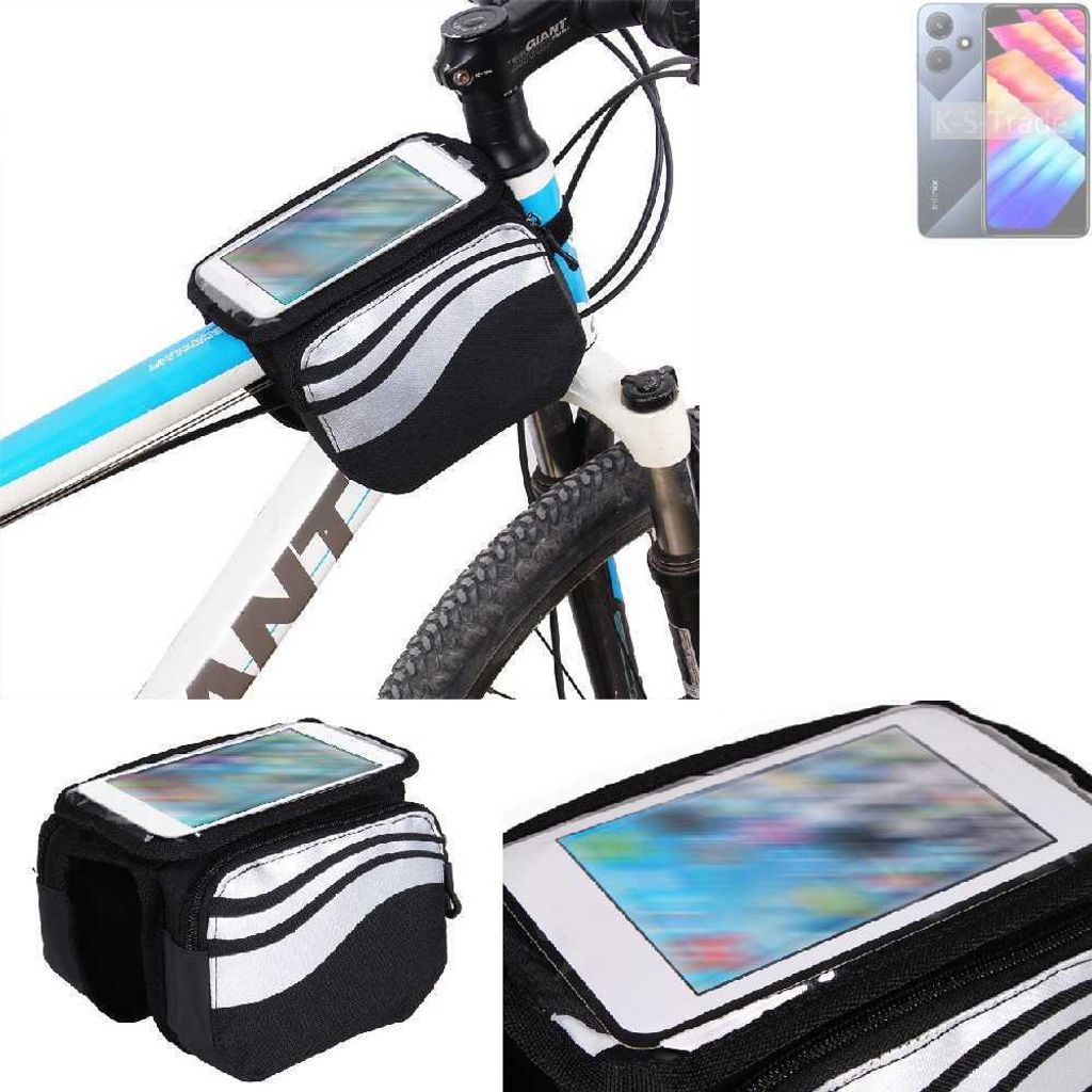 K-S-Trade Rahmentasche Fahrrad-Halterung kompatibel mit Infinix Note 30i Rahmenhalterung Fahrrad Handyhalterung Fahrradtasche Handy Smartphone
