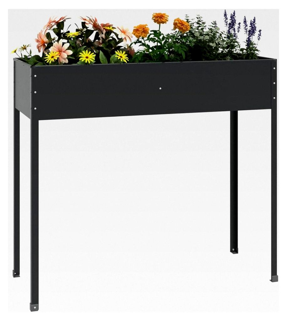 Hochbeet Pflanzkübel Anthrazit Verzinkter Stahl 100,5x40,5x90 cm