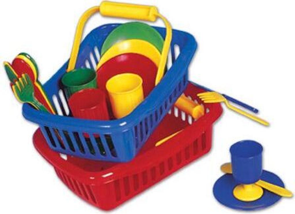 Picknickkorb Mini Kunststoff Kinder Spielzeug Set 16-tlg. mit Geschirr +3J