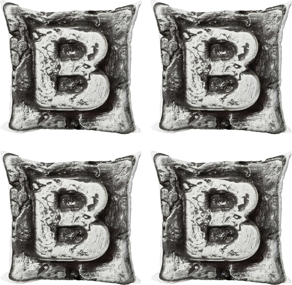 ABAKUHAUS Buchstabe b Kissenbezug Set (4 Stück), Im Alter von B Cracks Effect, Moderner Doppelseitiger Digitaldruck, 40 cm x 40 cm, grau grau