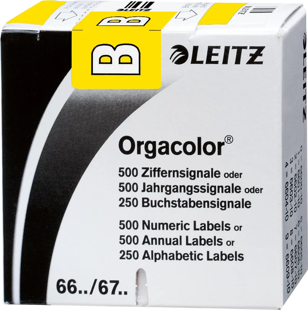 Etichette Leitz Orgacolor Lettera B - Giallo Segnale - Rotolo 250pz