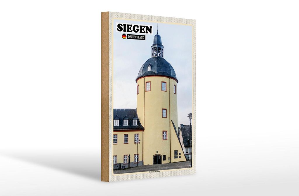 Holzschild Städte Siegen Unteres Schloss Gebäude 20x30cm